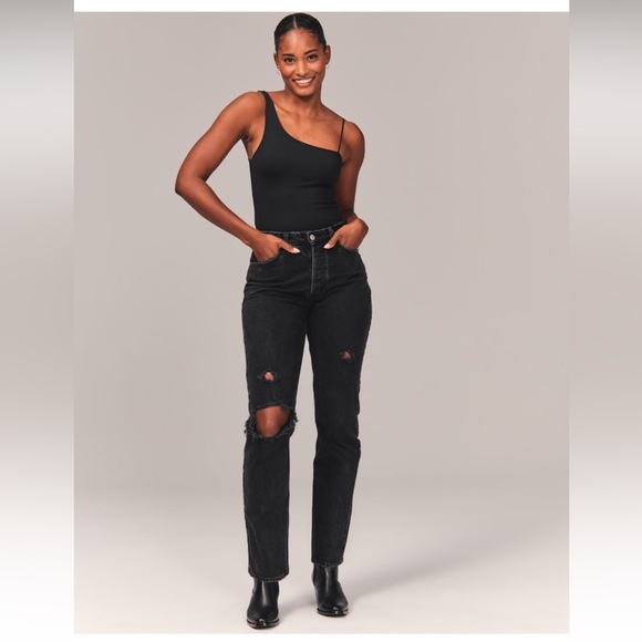 NWT Abercrombie&Fitch High Rise Curve Love Dad Jean - Picture 2 of 8